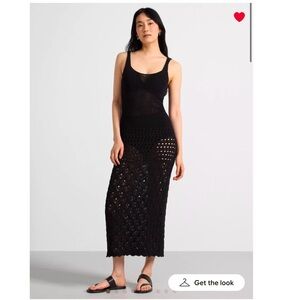 Lindex Pattern-knit maxi dress Small beach summer cute black sexy